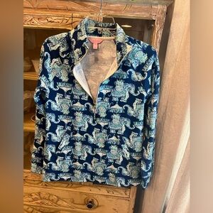Lilly Pulitzer Womens XS Blue Elephants Skipper Popover